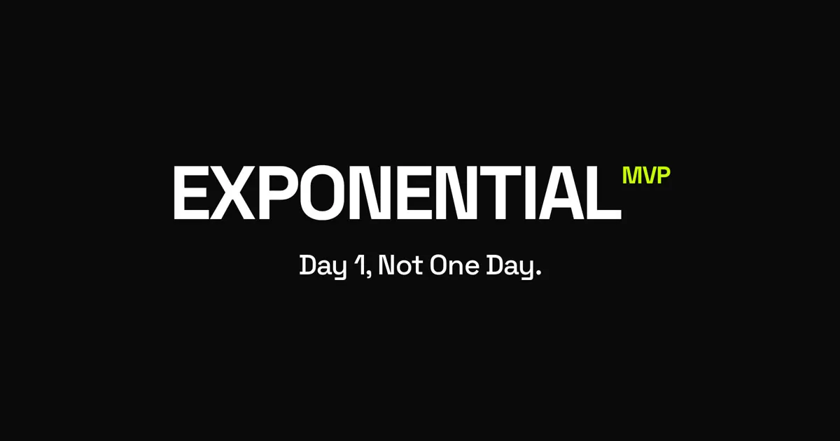 Portada de Exponential MVP con su lema Day 1, Not One Day.