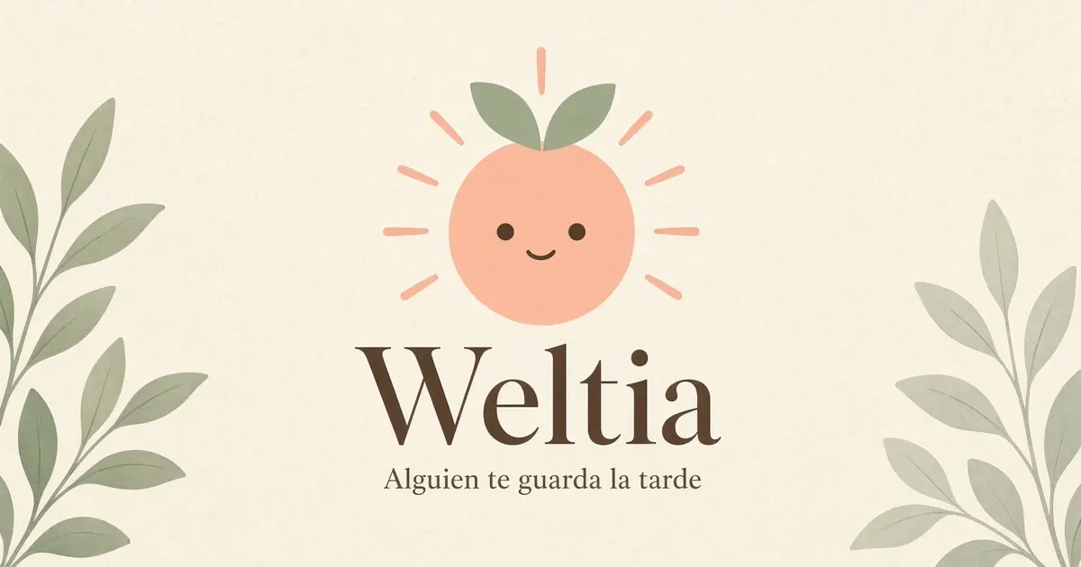 Portada de Weltia con su sol sonriente y la frase Alguien te guarda la tarde.